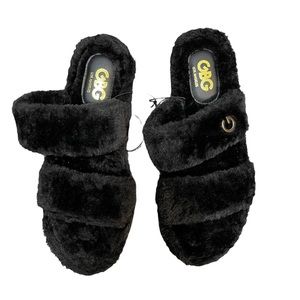 Black Fuzzy Slides